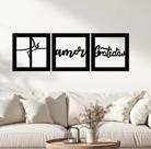 Kit 3 quadros personalizado Fé Amor Gratidão - mdf 6mm Resistente (Preto e Branco)