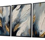 Kit 3 Quadros Pintura Abstrata Moderna Penas 50x70cm (cada) Kit 3 Quadros Pintura Abstrata Moderna Penas 50x70cm (cada)