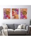 Kit 3 Quadros Pintura Geométricas Tons Rosa Sala Quarto