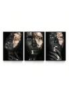 Kit 3 Quadros Placas Decorativas Grande Sala Quarto Cozinha Com Borda Infinita Africanas Preto e Dou Kit 3 Quadros Placas Decorativas Grande Sala Quarto Cozinha Com Borda Infinita Africanas Preto e Dou