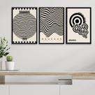 Kit 3 Quadros Posters Bauhaus - Preto e Branco 33x24cm