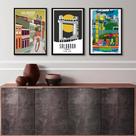 Kit 3 Quadros Posters Salvador Bahia 24x18cm - com vidro