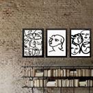 Kit 3 Quadros Quadros Matisse Faces Mulheres 24x18cm