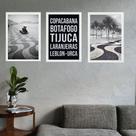 Kit 3 Quadros Rio De Janeiro - Bairros Zona Sul 24x18cm
