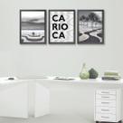 Kit 3 Quadros Rio De Janeiro - Copacabana 45x34cm - com vidro