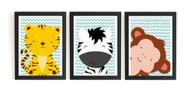 Kit 3 Quadros Tema Infantil Animais Para Quarto De Criança Kit 3 Quadros Tema Infantil Animais Para Quarto De Criança