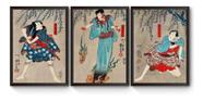 Kit 3 Quadros Ukio-e Atores Nos Papéis De Doguya Jinza Kit 3 Quadros Ukio-e Atores Nos Papéis De Doguya Jinza