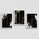 Kit 3 Quadros Viva, Sonhe, Ame - Preto 24x18cm - com vidro