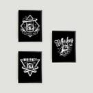 Kit 3 Quadros Whiskey 45x34cm - com vidro
