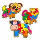 Kit 3 Quebra cabeça Animais em madeira Cachorro Elefante Peixinho Animais Bebes Colorido Kit 3 Quebra cabeça Animais em madeira Cachorro Elefante Peixinho Animais Bebes Colorido