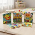 KIT 3 Quebra Cabeça Animais Figura e Palavra Educativo Divertido Brinquedo Montessori MDF Infantil