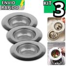 Kit 3 Ralo de Inox Ralinho para Pia Banheiro 9cm Universal Fácil de Limpar