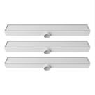 Kit 3 Ralos Linear Banheiro Oculto 7x50 Invisível Sifonado Saída DN 50mm Branco