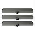 Kit 3 Ralos Linear Banheiro Oculto 7x50 Invisível Sifonado Saída DN 50mm Cinza