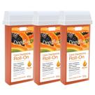 Kit 3 Refil Cera Depilatoria Corporal Profissional Depilação Roll On Depilflax Mamao 100g