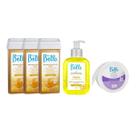 Kit 3 Refil Cera Mel, Gel Hidratante, Lenço - Depil Bella
