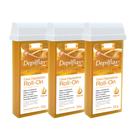 Kit 3 Refil Ceras para Depilação Roll On Quente Natural Mel Depilatória 100g Depilflax