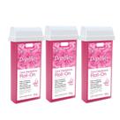 Kit 3 Refil Ceras para Depilação Roll On Quente Rosa Mel Depilatória 100g Depilflax