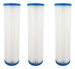 Kit 3 Refil Filtro Água Plissado Lavável 9 3/4 25 E 50 Micra Branco