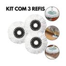 Kit 3 Refil para Mop Giratório 360 Esfregão Microfibra Universal 16cm Diâmetro Macio Absorvente Econômico e Sustentável