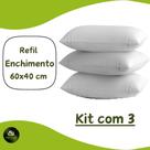 KIT 3 Refis Enchimento para Almofada em Fibra Siliconada 60x40 cm