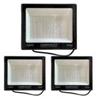Kit 3 Refletor 200w 6500k Luz Fria Bivolt Carcaça Preto Contrução em Alumínio