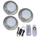 Kit 3 Refletor Hiper Led 9W Branco Inox 316 + Controle Touch