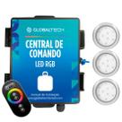 Kit 3 Refletor LED Piscina RGB 9W Inox + Central Touch