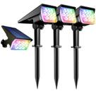 Kit 3 Refletor Solar Ecoforce 10 Leds 200x Mais Forte Colorida Verde Branco Quente Frio Azul Spot Parede Jardim Luminária