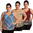 Kit 3 Regata Alça larga Feminina Soltinhas Confortável Plus Malha Fria