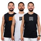 Kit 3 Regata Masculina Camiseta Cavada Canelada Camisa de Academia Treino Tecido Com Elastano Fresco Sol