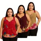 Kit 3 Regatas Alça Larga Feminina Soltinhas Confortáveis Malha Fria Plus