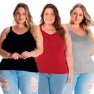 Kit 3 Regatas Básicas Plus Size Livia de Viscolycra 1123