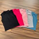 Kit 3 Regatas Femininas Caneladas com Gola Alta, Básicas e Casual em Cores Variadas