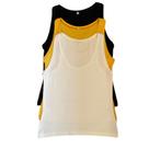 Kit 3 Regatas Femininas Decote Canoa Preto Amarelo e Off White