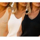Kit 3 Regatas FMF Moda Feminina em Tricô Com Bolsinho Casual