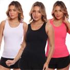 Kit 3 Regatas Nadador Canelada Feminina Lisa Blusa Básica