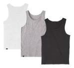 Kit 3 Regatas Slim Fitness Moda Verão Lisa Algodão Premium