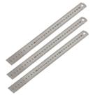 KIT 3 Réguas Escala De Aço Inox Graduada 30cm (12") x 25,4mm x 0,8mm Dupla Graduação