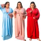 Kit 3 Robes Longo Feminino Plus Size Renda Maternidade Gestante
