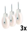Kit 3 Roldana Branca Plástica Com Parafuso 4cm
