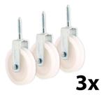 Kit 3 Roldana Branca Plástica Com Parafuso 6cm