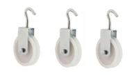 KIT 3 ROLDANA PLASTICA NYLON PARA VARAL 8cm COM GANCHO REFORÇADA