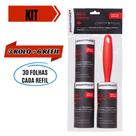 Kit 3 Rolo Rolinho Tira Pelos Roupa Sofá Adesivo 6 Refil Papa Bolinha Limpeza Roupas