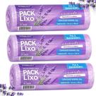 Kit 3 Rolos de Saco de Lixo Pack Lixo 34 x 38cm Pia Banheiro Lavanda 120 Unidades Total