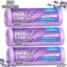 Kit 3 Rolos de Saco de Lixo Pack Lixo 34 x 38cm Pia Banheiro Lavanda 120 Unidades Total