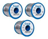 Kit 3 Rolos Solda Estanho 1,5mm 60x40 Cobix C/ Fluxo Ra 500g
