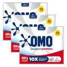 kit 3 Sabão em Po Detergente OMO Lavagem Perfeita Cartucho 800G