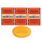 Kit 3 Sabonete Sulfuroso Granado Pele Oleosa Combate Acne Enxofre Base Begetal em Barra 90g