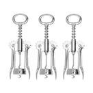 Kit 3 Saca Rolhas Aço Inox Abridor De Garrafa De Vinho